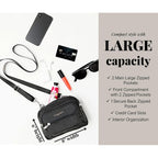 Baggallini Triple Zip Small Crossbody Bag For Women - Lightweight Convertible Fanny Pack Belt Bag