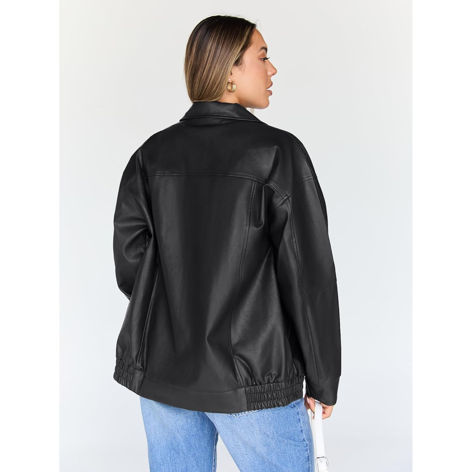 Trendy Queen Womens Oversized Leather Jacket Moto Bomber Coat Spring Fall | Spring Jacket Boyfriend Fall Clothes Going Out Fashion Concert Party Coat Travel Airport Winter Outfits