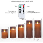 Homemory Gray Flickering Flameless Candles, Battery Operated Acrylic Led Pillar Candles With Remote Control And Timer, Halloween Decor, Set Of 5
