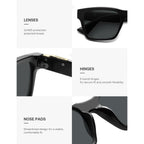 SOJOS Trendy Polarized Square Sunglasses for Women Men,UV400 Retro Square 70s 80s 90s Shades SJ2622 Black