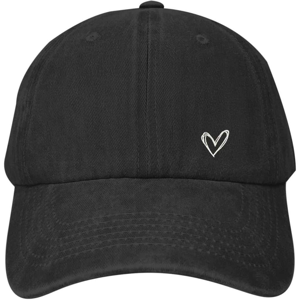 Pairxily Vintage Heart Embroidered Baseball Cap Distressed Adjustable Hat for Women Low Profile Dad Hats Unisex Cotton Cap