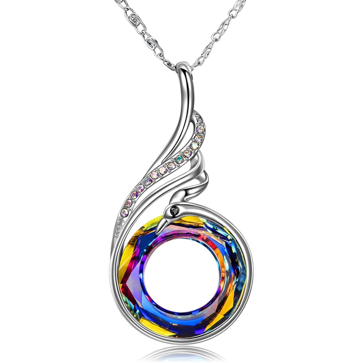 Kate Lynn "Rise From the Ashes Phoenix Necklace Made with Crystals from Austria, 18"+2" Necklace, Packaged with Jewelry Box, Birthday Gift for Women, Symbol of Luck and Renewal