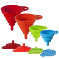 Foldable Silicone Funnel Set (4 Pack) – Collapsible Small & Large Funnels For Kitchen, Water Bottles & Liquid Transfer – Food Grade