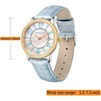Golden Maple Dainty Watches For Women, Mother-Of-Pearl Dial And Swiss Quartz Movement, Ladies Watch With Leather Strap