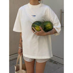 Cute Strawberry Beach Shirts Oversized Graphic Tees Women Short Sleeve Y2k Summer Tops 2000s Aesthetic Preppy Clothes Fish Blue