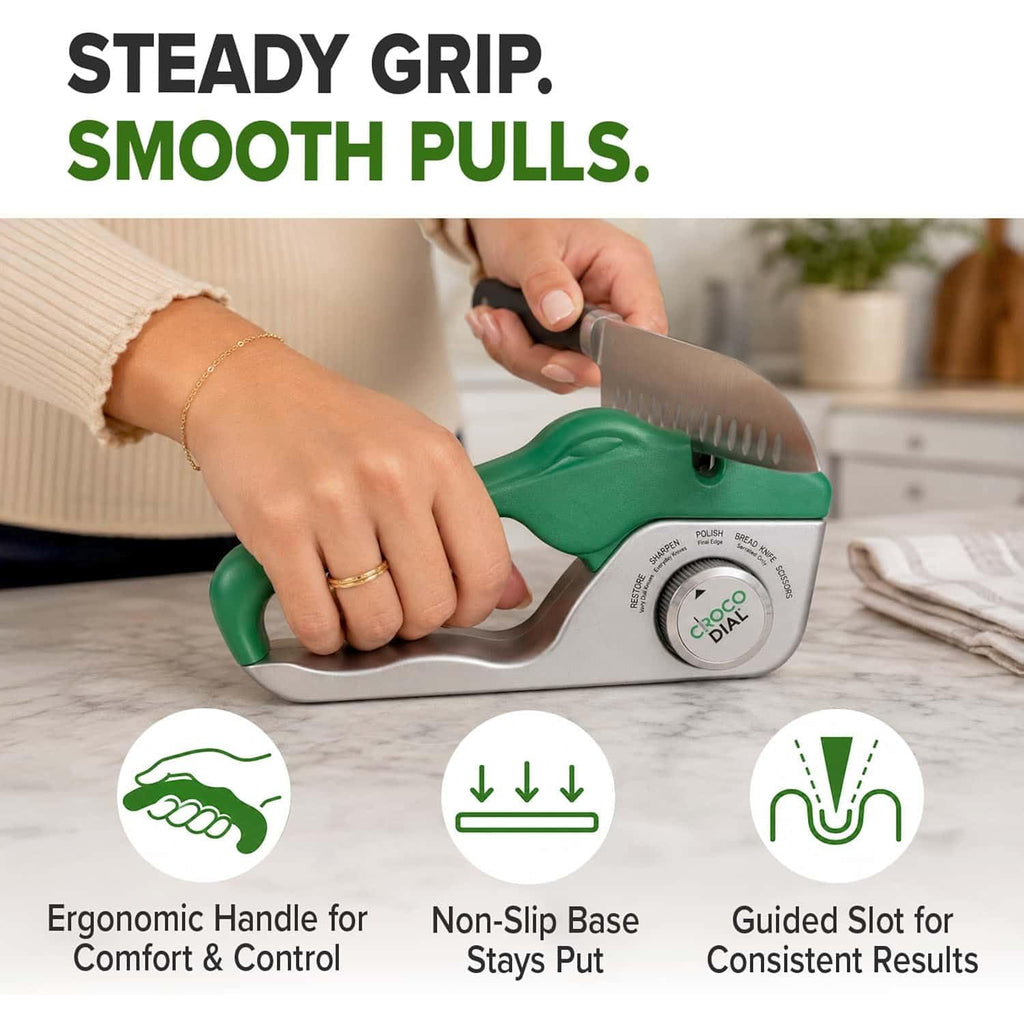5-In-1 Rotating Sharpeners For Serrated & Straight Edges | 5-In-1 Rotating Sharpening System With Tungsten Carbide And Ceramic Restores, Repairs, Polishes, And Sharpens Blades.