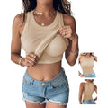 CHICME Women Built-in Bra Tank Tops Sleeveless Casual Shirts Racerback Ribbed Fitted Tank Tops