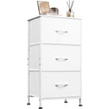 Wlive Nightstand With 3 Drawers, Fabric Dresser, Organizer Unit, Storage Dresser For Bedroom, Hallway, Entryway, Closets, Sturdy Steel Frame, Wood Top, Easy Pull Handle, White