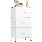 Wlive Nightstand With 3 Drawers, Fabric Dresser, Organizer Unit, Storage Dresser For Bedroom, Hallway, Entryway, Closets, Sturdy Steel Frame, Wood Top, Easy Pull Handle, White