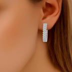1.06 Ctw Round Cut Natural Diamond Designer Hoop Earrings for Women | 925 Sterling Silver | I-J Color I2-I3 Clarity | Hypoallergenic Fine Jewelry | Elegant Gift Box Included