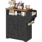 Coffee Bar Cabinet, Kitchen Island With Storage, Farmhouse Sideboard Buffet Cabinet With Dual-Purpose Floating Shelf And Hooks, For Restaurant, Living Room, Rustic Brown Kf22Br