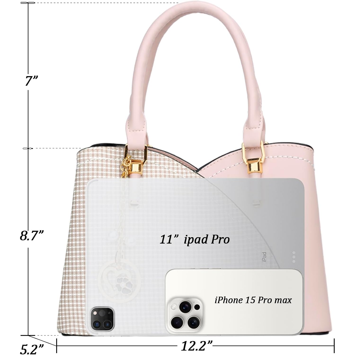 Kkxiu Triple Compartments Purses And Handbags For Women Fashion Ladies Satchel Shoulder Top Handle Bag