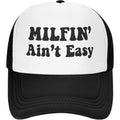 Milfin Aint Easy Funny Gag Trucker Hat for Adult Humor Adjustable Mesh Sport Baseball Caps for Women Men Black Black