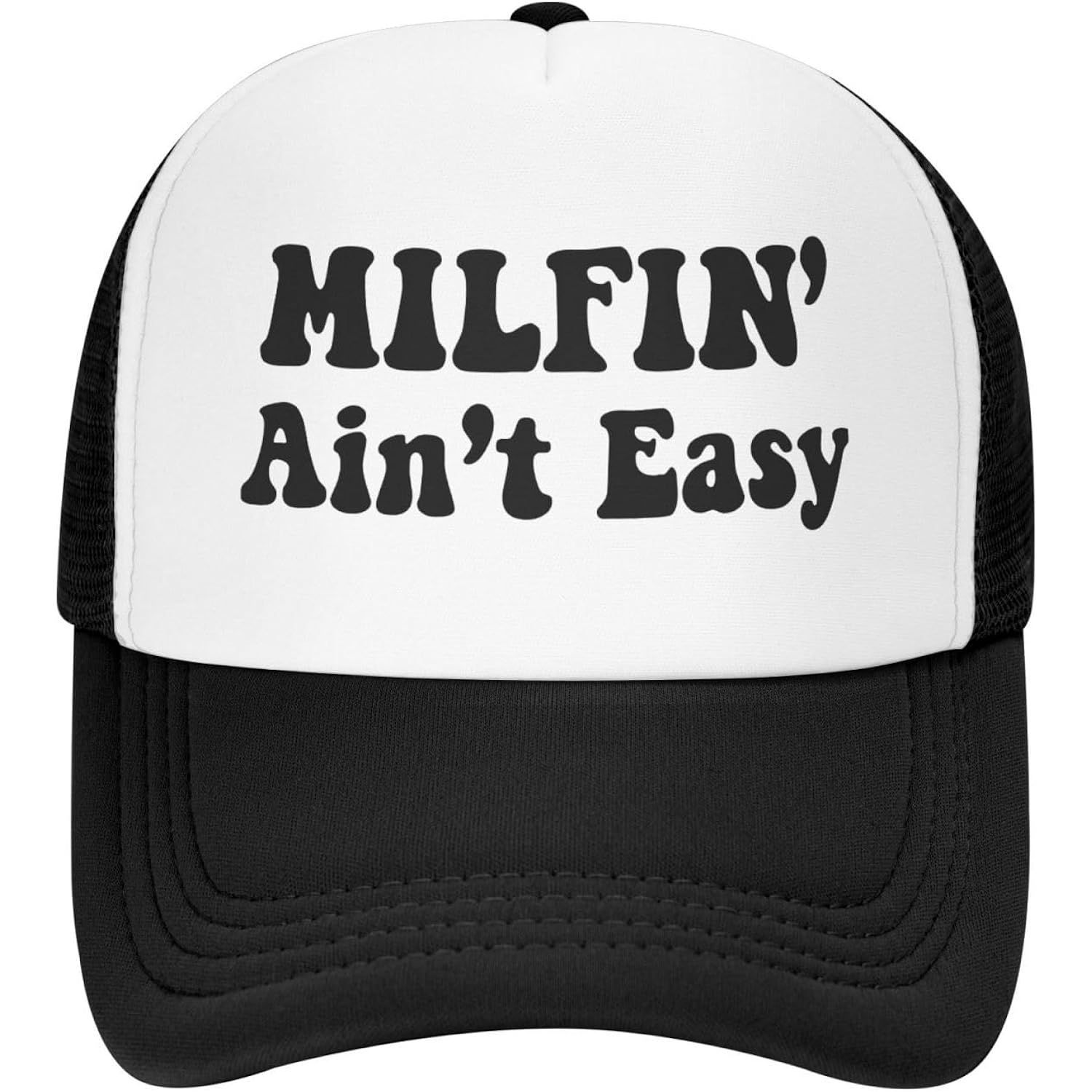 Milfin Aint Easy Funny Gag Trucker Hat for Adult Humor Adjustable Mesh Sport Baseball Caps for Women Men Black Black
