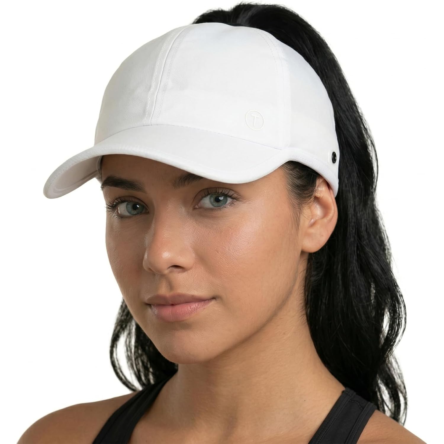 TOP-EX ChicPony™ UVCoolix Cooling UPF50+ Ponytail Thick Hair Womens Baseball Cap,Breathable Lightweight,Golf Running Sports White