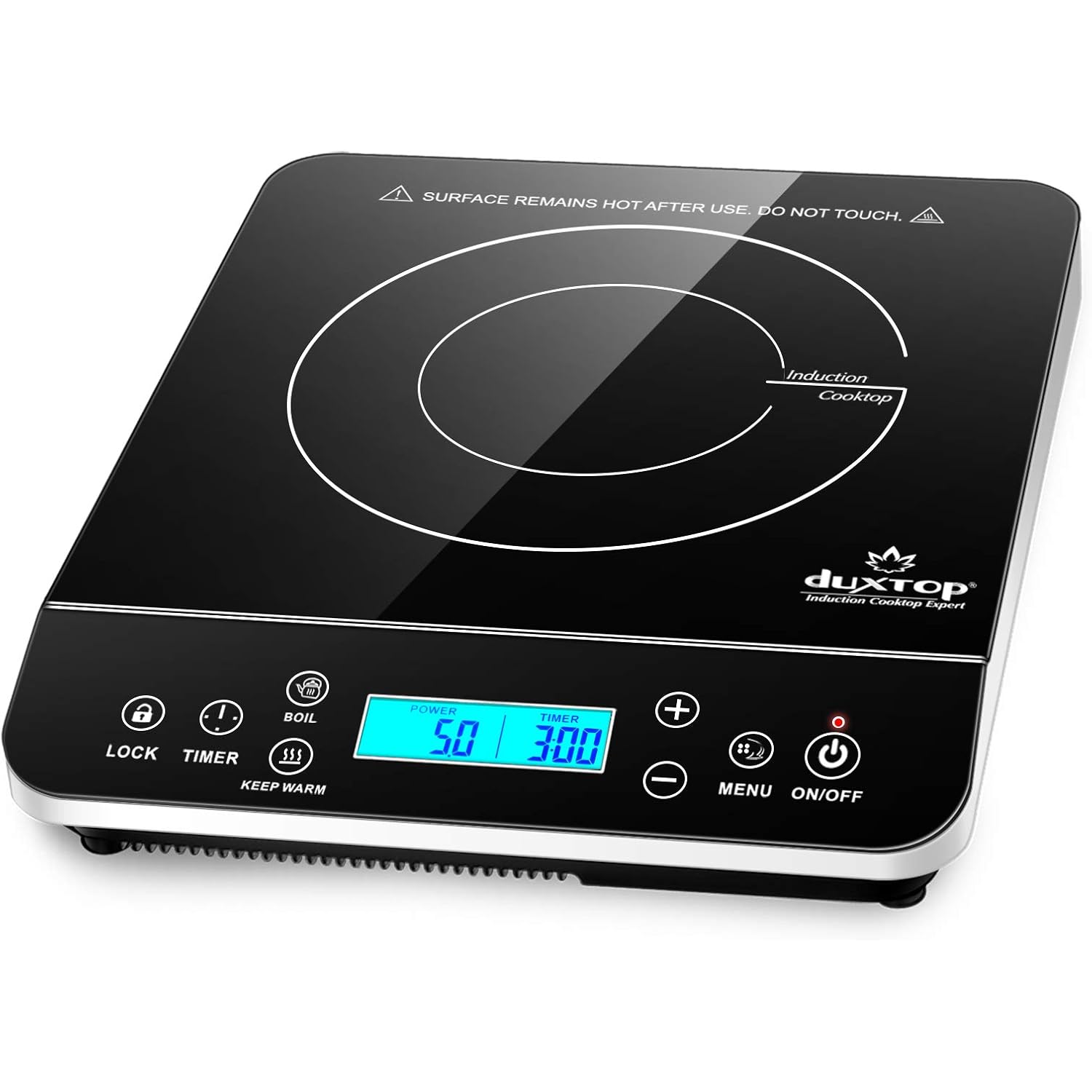 Duxtop Portable Induction Cooktop, Countertop Burner Induction Hot Plate with LCD Sensor Touch 1800 Watts, Silver 9600LS BT-200DZ