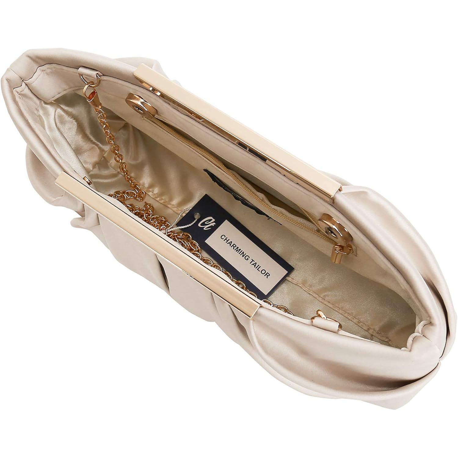 CHARMING TAILOR Clutch Evening Bag Elegant Pleated Satin Formal Handbag Simple Classy Purse for Women
