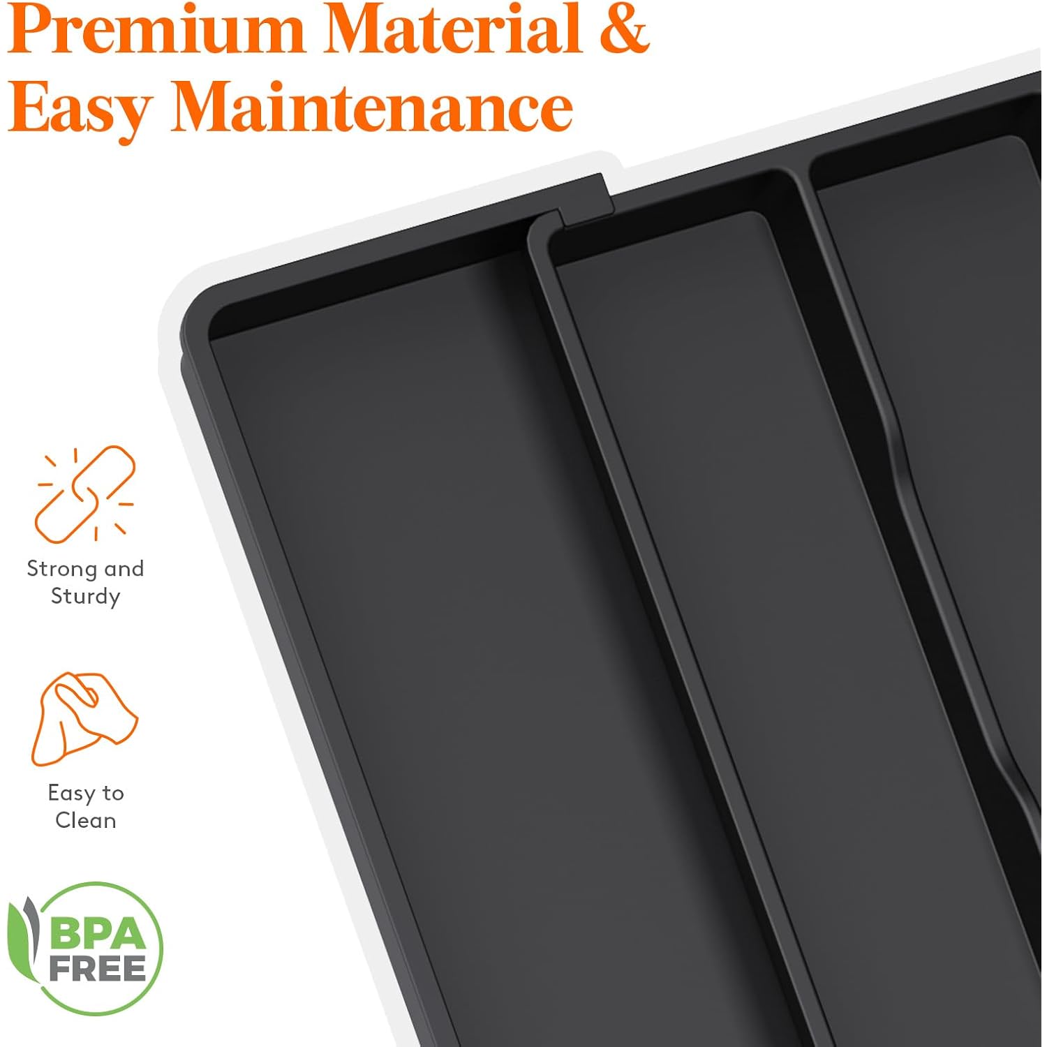 Lifewit Utensil Organizer For Kitchen Drawers, Expandable Cooking Utensil Tray, Adjustable Cutlery Silverware Flatware Holder, Plastic Spatula Tools Storage Divider, 11-18 X 14", Black