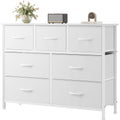 Olixis 7 Drawer Closet Organizer, Storage Tower With Sturdy Steel Frame | White Dresser For Bedroom, Wooden Top & Easy Pull Fabric Bins, Clothes Organization, Living Room Entryway