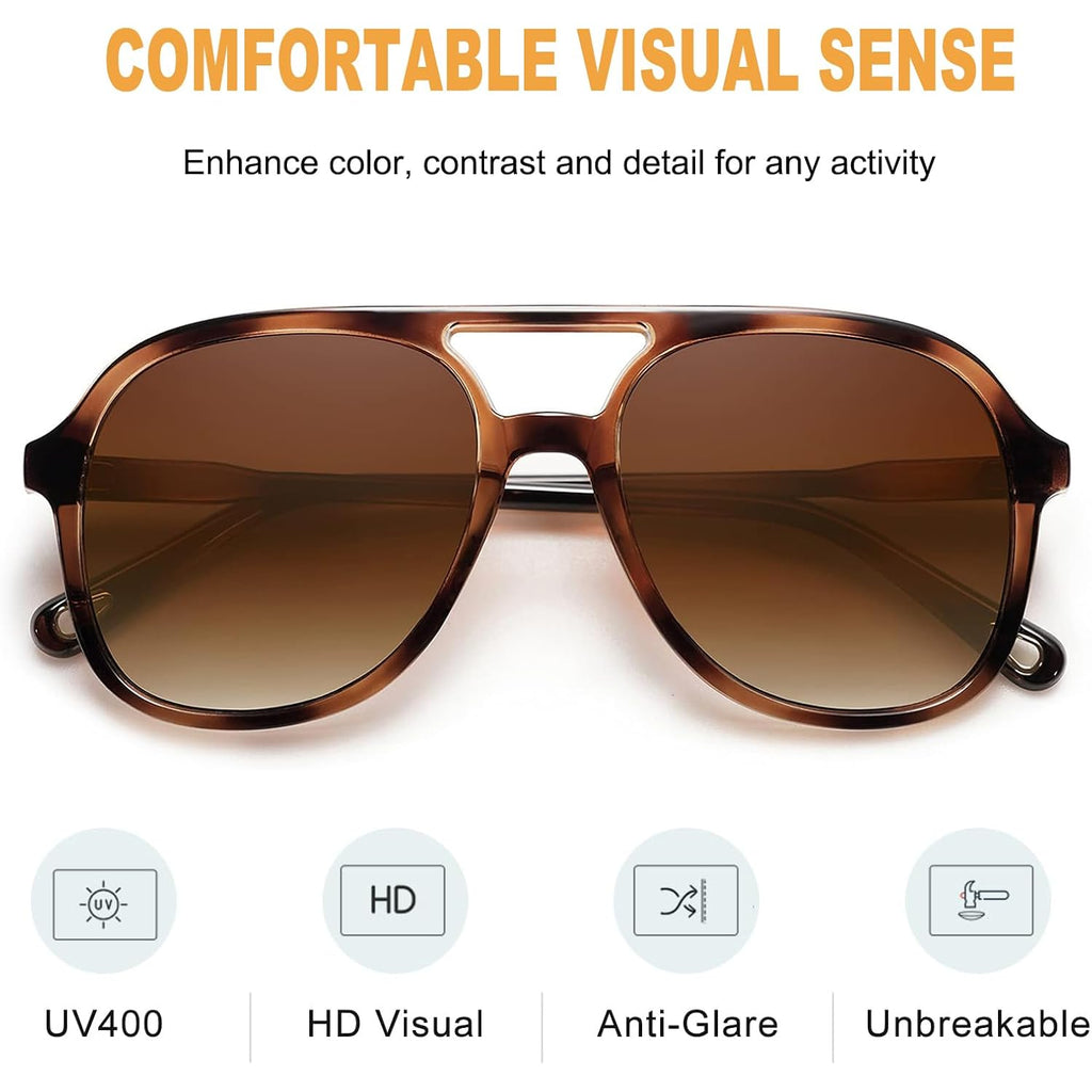 Aviator Sunglasses for Women, Polarized Sunglasses Women with UV Protection, 70s Retro Trendy Cruise Essentials 2026 3 Pack Oversized Aviator: Grey+brown+green