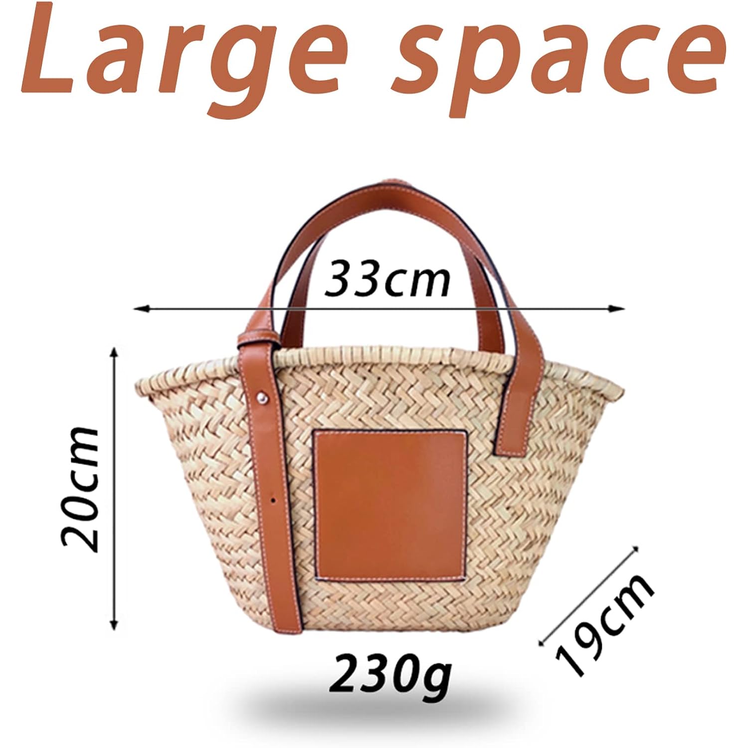 Straw Basket Tote Bag For Women Pu Leather Strap Hollow Woven Top Handle Straw Purses And Handbags