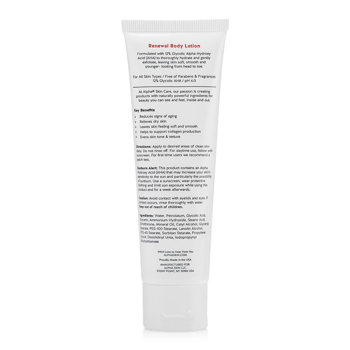Alpha Skin Care Revitalizing Body Lotion, 12% Glycolic Aha, Simple & Effective Daily Moisturizer Hydroxy Acid, Hydrates & Exfoliates For Soft, Smooth Skin, Anti-Aging, Travel Size, 3 Oz