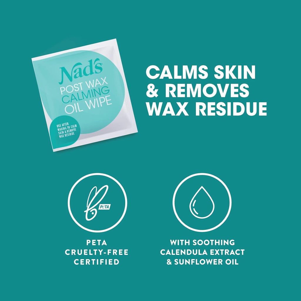 Nad's Post Wax Calming Oil Wipes Refill Pack - 20 Wipes, After Wax Remover