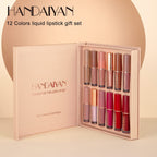 12 Colors Matte & Glossy Liquid Lipstick Set – Book Style Gift Kit for Women & Girls – Long Lasting Waterproof Lip Gloss with Nude, Pink, Red Shades, Non-Sticky, Transfer-Proof Lip Stain (Set A)