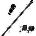 Black Flag Poles For Outside House - 5Ft Tangle Free Flag Pole For House,Heavy Duty Metal Flagpole,Outdoor Flagpoles Residential For Porch,Fence (Without Bracket)