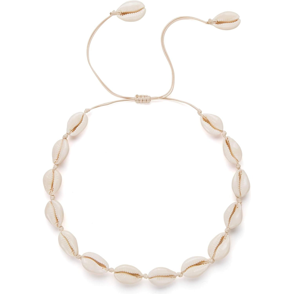 Nackiy Handmade Sea Shell Necklace for Women Summer Adjustable Natural Shell Collar Necklace
