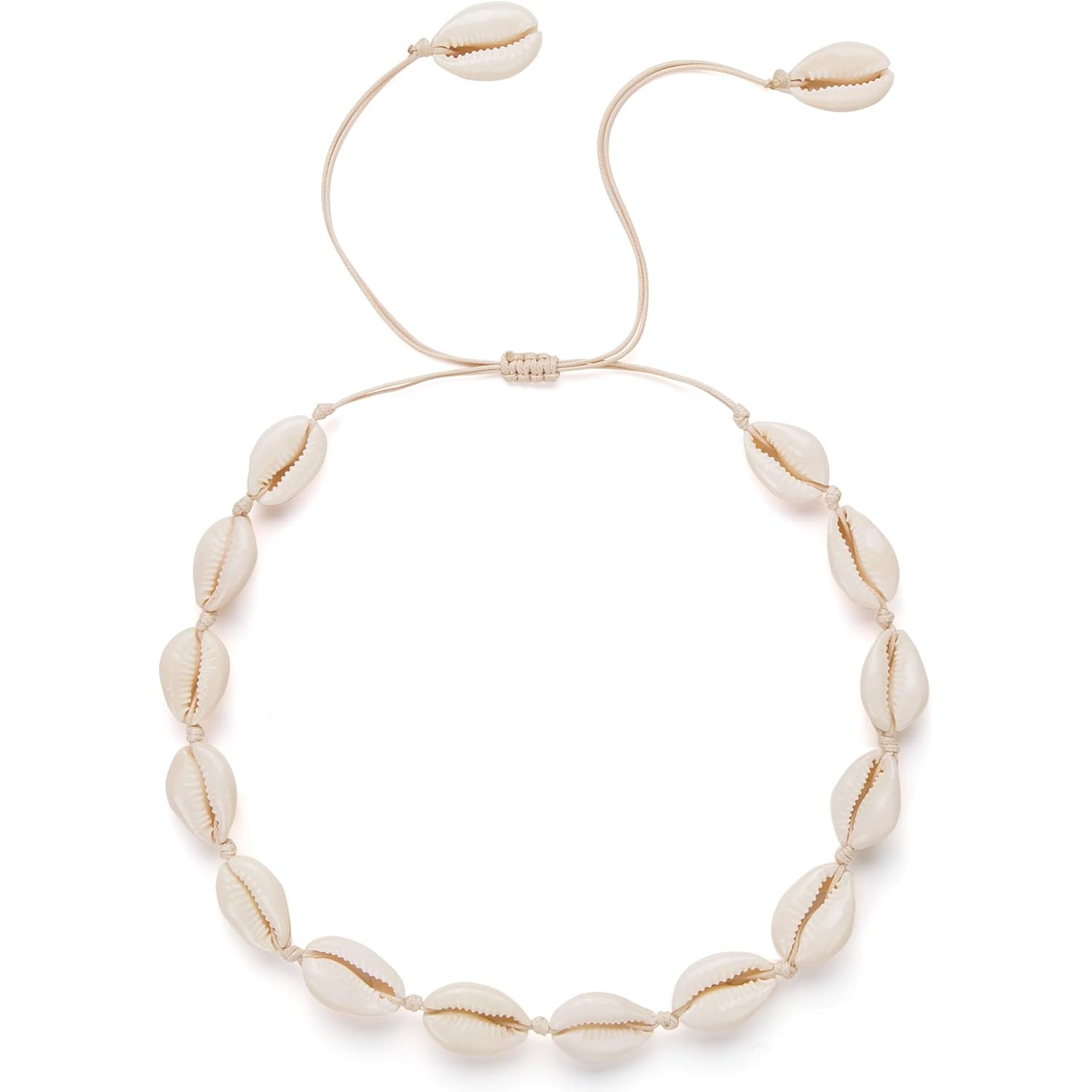 Nackiy Handmade Sea Shell Necklace for Women Summer Adjustable Natural Shell Collar Necklace