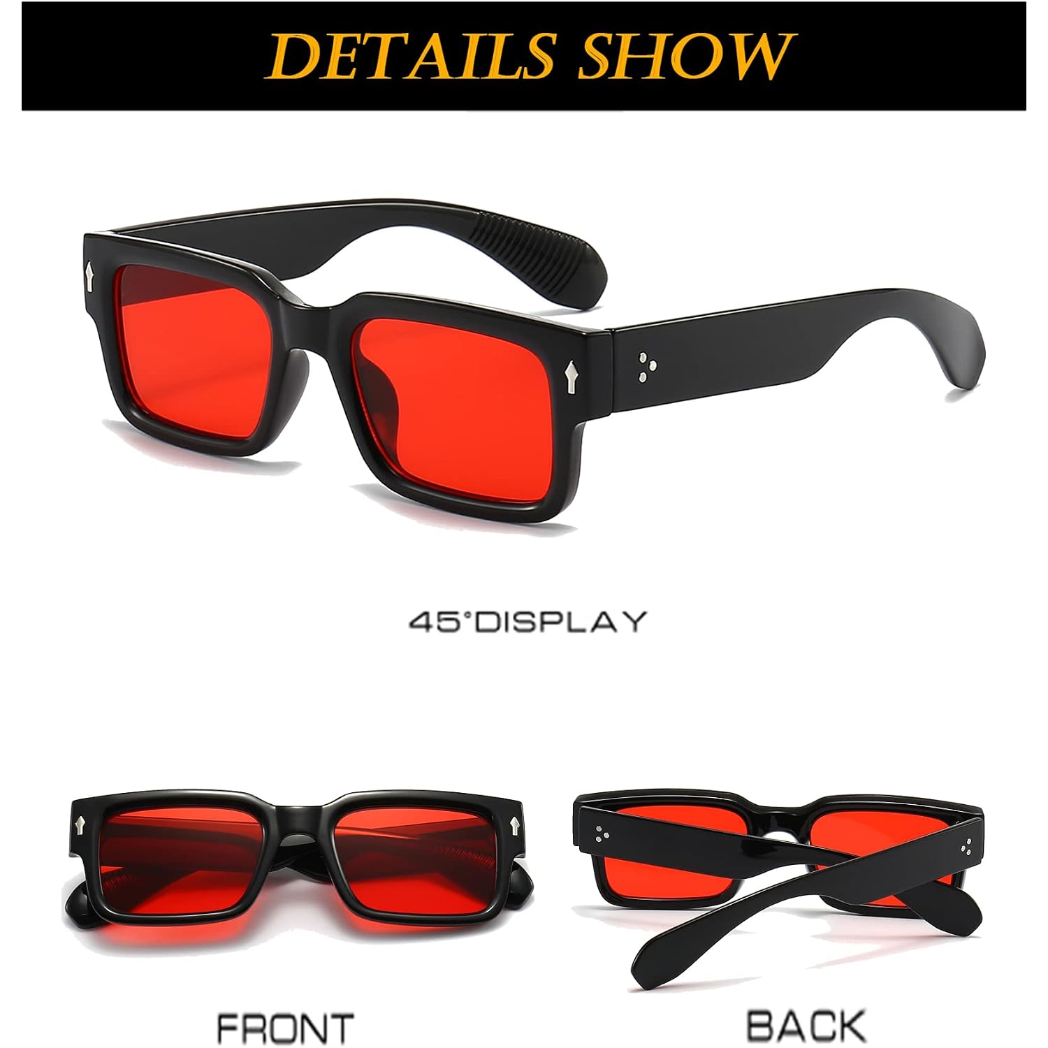 Eylrim Square Frame Sunglasses For Women Men Trendy Chunky Rectangle Sun Glasses Black Shades Uv400 Protection