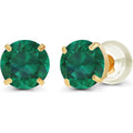 Solid 14K Yellow or White or Rose Gold 6mm Round Genuine Birthstone Gemstone Prong Set Stud Earrings For Women