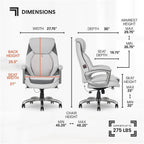 Sharper Image S600 Active Lumbar Ergonomic Bonded Leather Swivel Executive Massage Chair, White/Gray