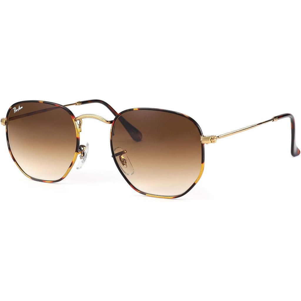 Pro Acme Small Square Sunglasses for Women Men 100% Real Glass Lens Hexagonal Frame