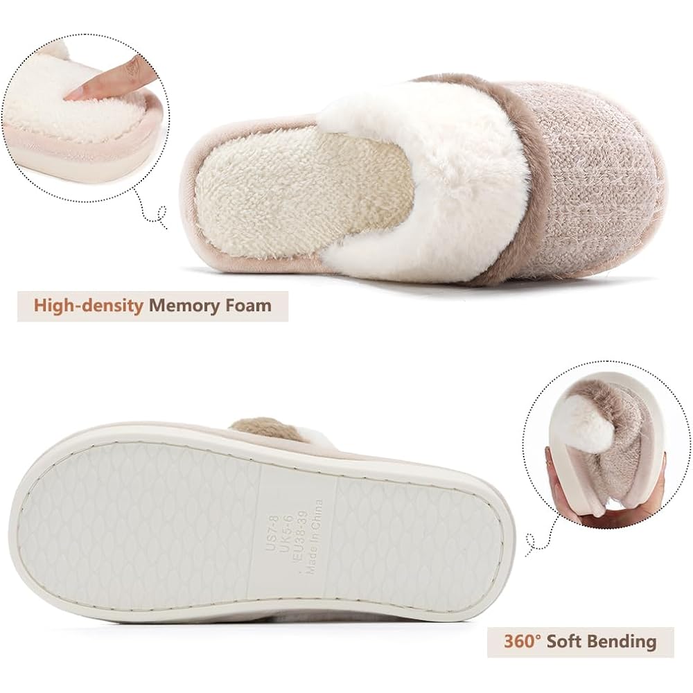 Cozy Slippers For Women Indoor And Outdoor Fuzzy House Shoes With Memory Foam Anti-Skid Sole Gifts For Women Mom Ladies