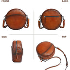 Leather Crossbody Bags,Circle Purse Shoulder Bag, Fashion Round Handbag For Travel,Valentine'S Gift For Women