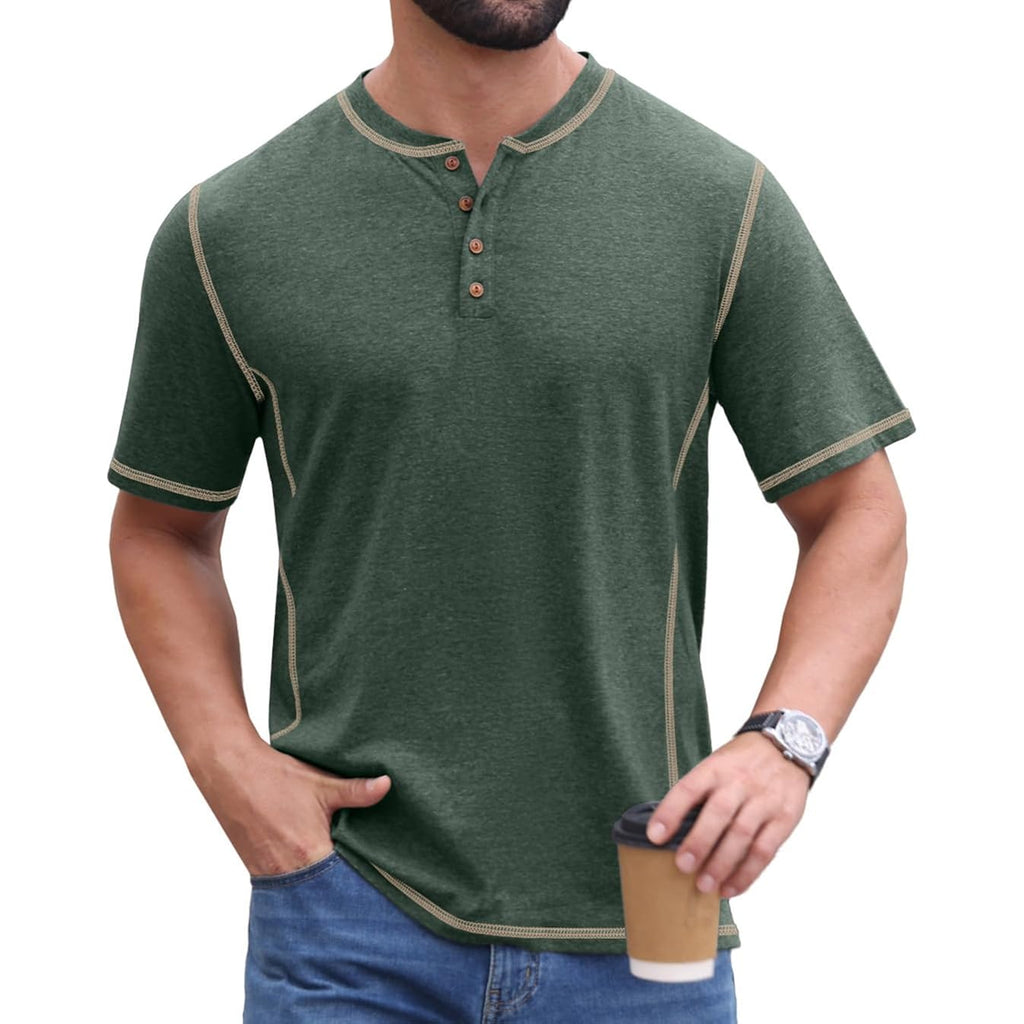 Sailwind Mens Henley Shirts Casual Lightweight Summer T-Shirt Cotton Maverick Short Sleeve