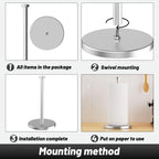 Vehhe Paper Towel Holder Countertop, Stainless Steel Paper Towel Holder Stand With Weighted Base Suction Cups, Standing Paper Towel Roll Holder For Kitchen Bathroom (Silver)