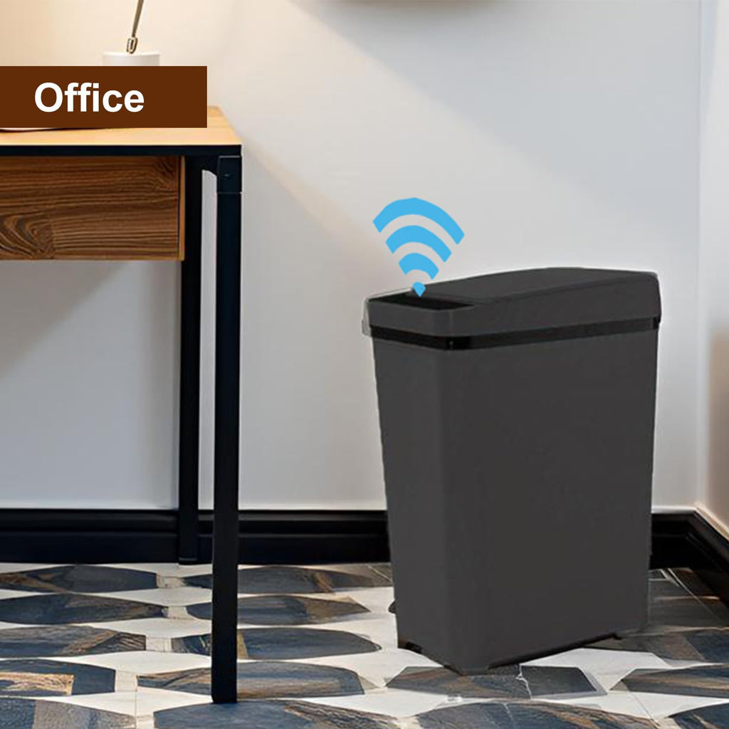 3 Pack - Bathroom Trash Can With Lid - 2.5 Gallon Automatic Trash Cans | Bedroom, Office - Small Smart Garbage Can Touchless - Electric, Narrow - Motion Sensor Trash Can Bathroom ( Matte Black )