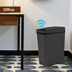3 Pack - Bathroom Trash Can With Lid - 2.5 Gallon Automatic Trash Cans | Bedroom, Office - Small Smart Garbage Can Touchless - Electric, Narrow - Motion Sensor Trash Can Bathroom ( Matte Black )