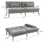 Comhoma Futon Sofa Bed, 72″ Convertible Sleeper Sofa, Upholstered Loveseat