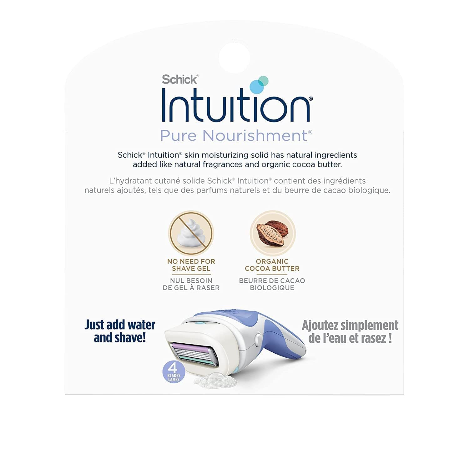 Schick Intuition Pure Nourishment with Organic Cocoa Butter 12 Cartridge Women's Razor Refills