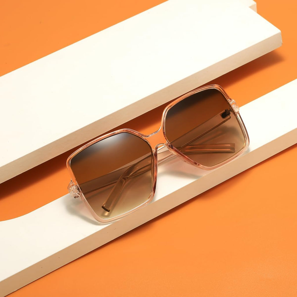 Women'S Chic Square Oversized Sunglasses Big Large Wide Fashion Shades For Women Men 100% Uv Protection