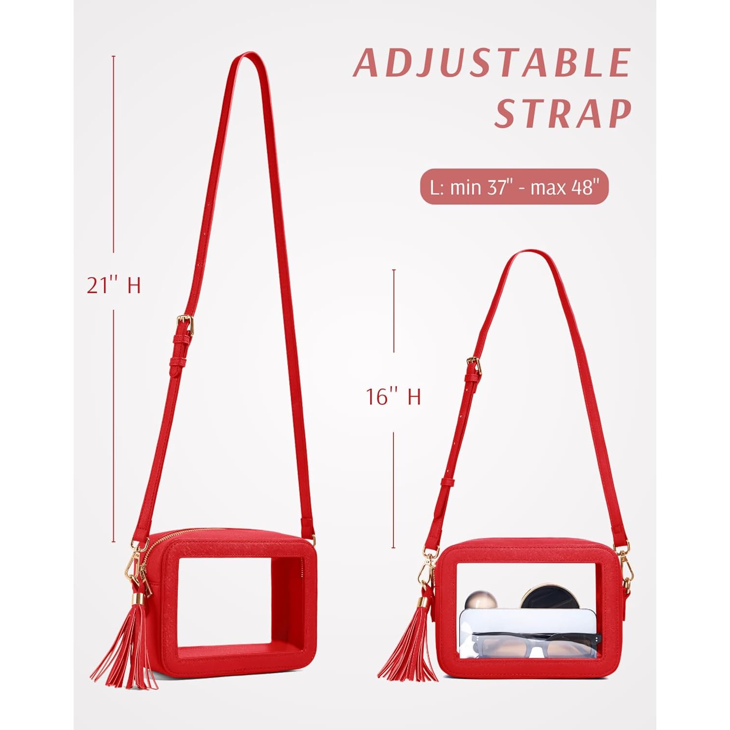 Clear Bag For Stadium Events, Clear Purse Stadium Approved Crossbody Bag For Concerts Sports Festivals Events Women