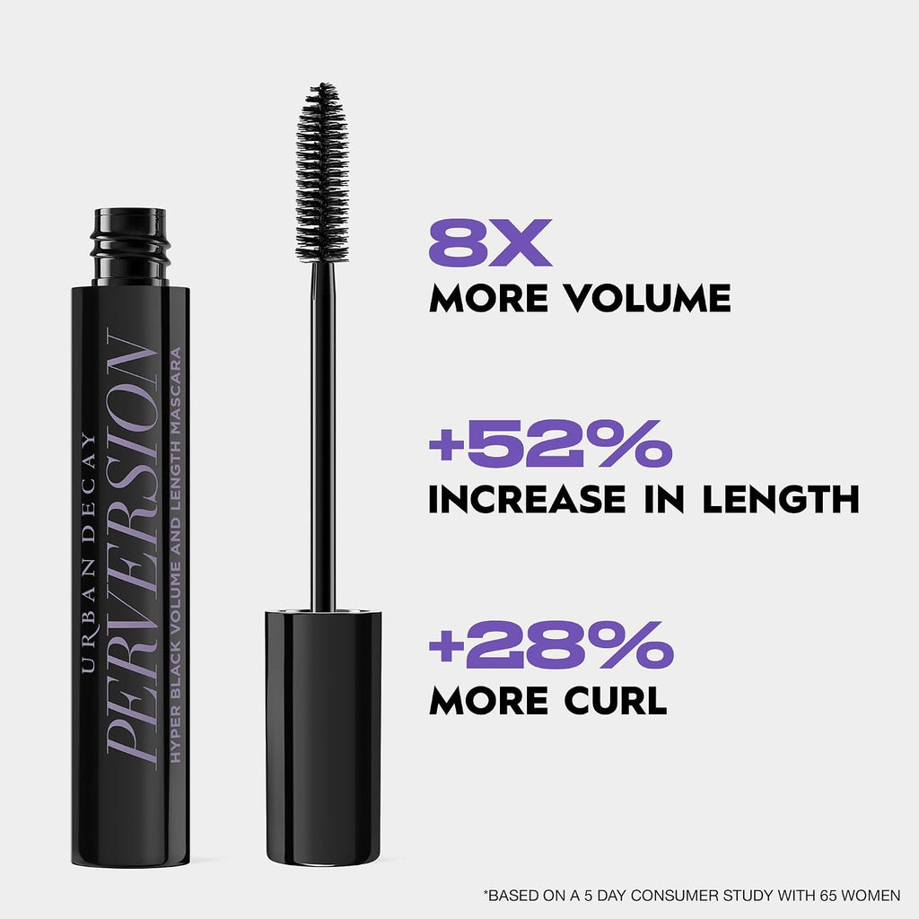 Urban Decay Perversion Volumizing Mascara - Black Lengthening & Volumizing Mascara, Smudge-Resistant, Flake-Free, Up To 16Hr Wear, Buildable, Curls & Separates Lashes, Vegan Formula, Cruelty-Free