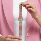 Swatch Gent Biosourced Unisex Watch Casual Polymer Pink Quartz Waterproof Turner'S Scarlet Sunset