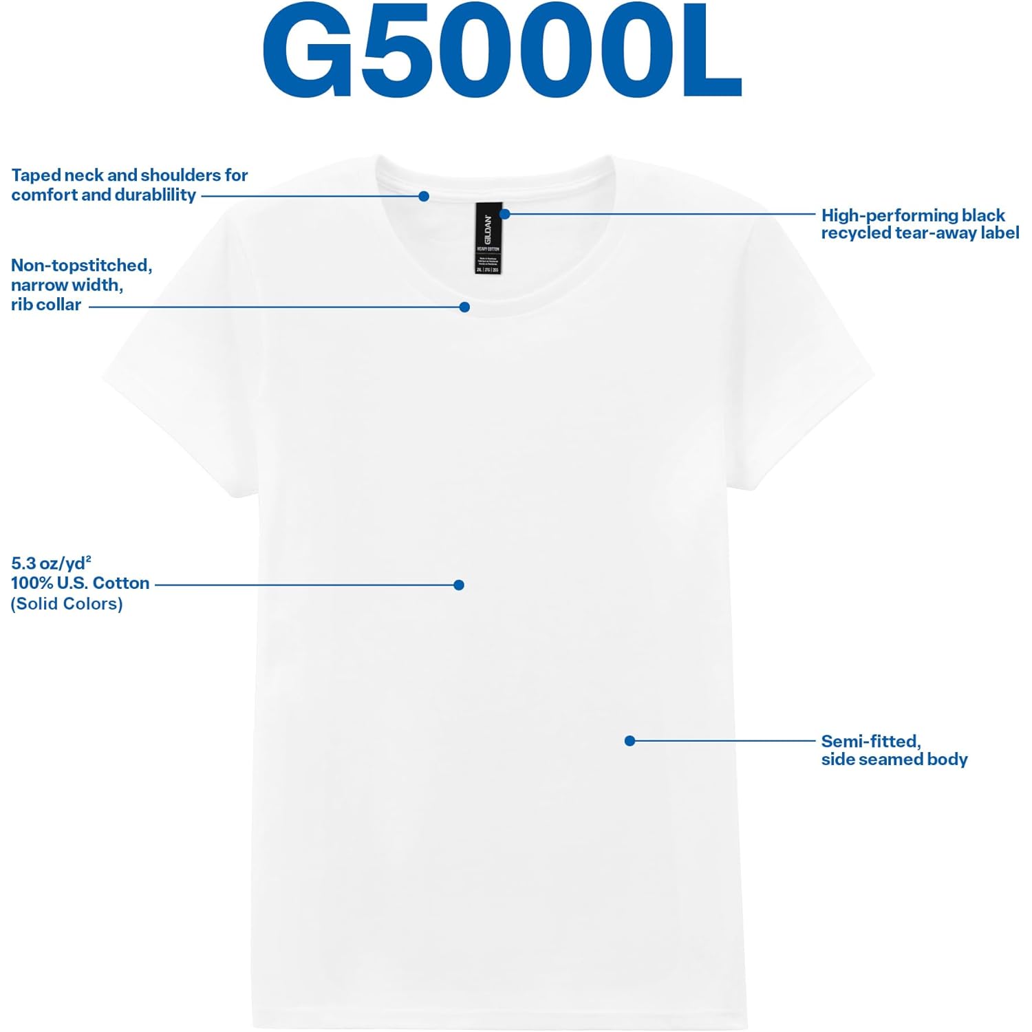 Women's Heavy Cotton T-Shirt, Style G5000L, 2-Pack