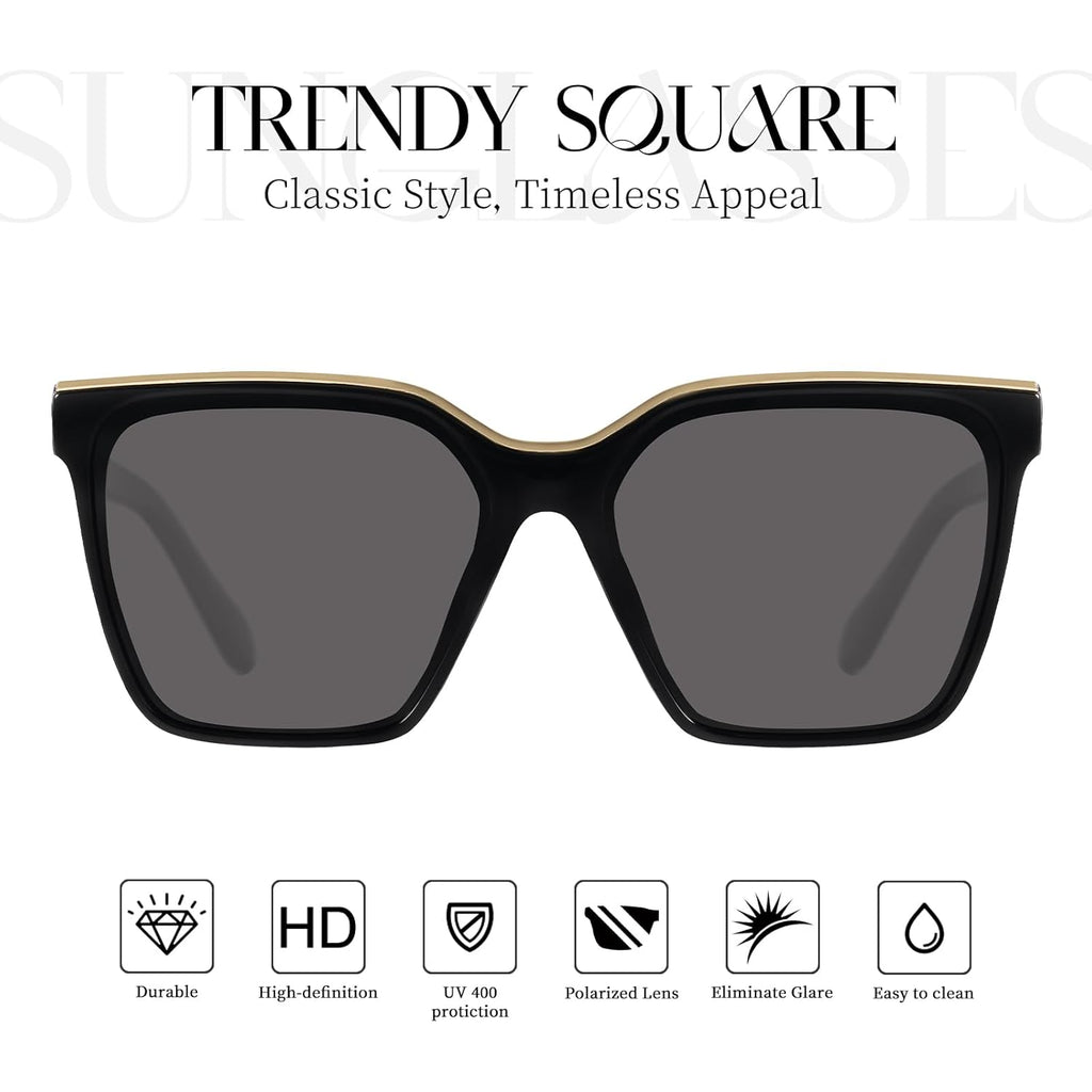 mosanana Square Trendy Polarized Oversized Sunglasses for Women Men 2025 UV400 MS52367