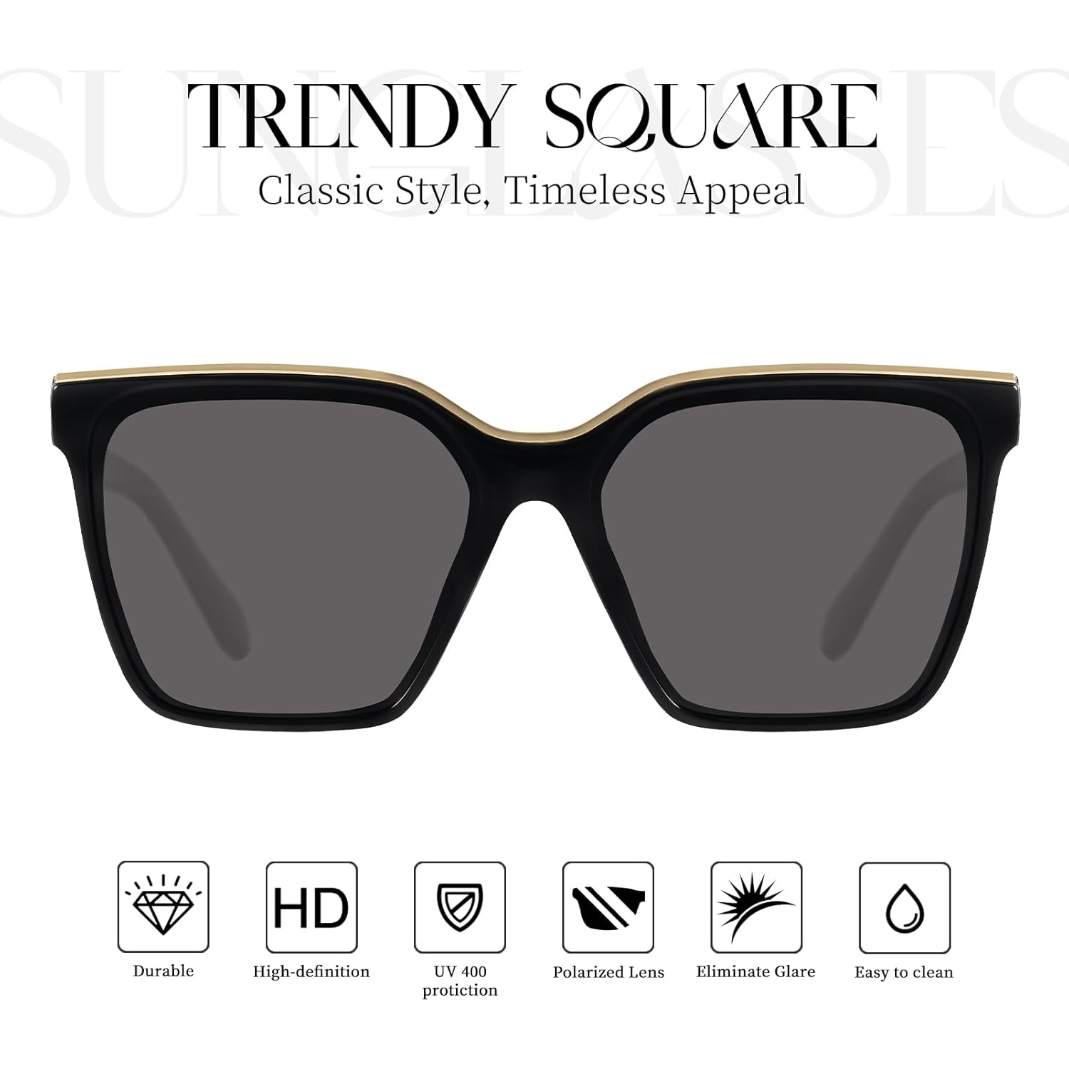 mosanana Square Trendy Polarized Oversized Sunglasses for Women Men 2025 UV400 MS52367